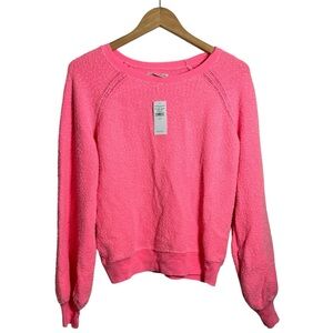 NWT Women American Eagle Small Crewneck Pink Popcorn Texture